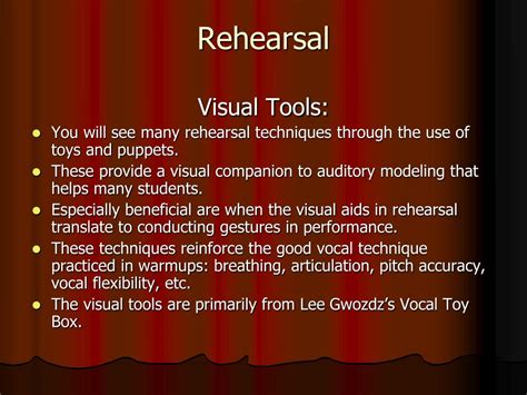 Tips to Make Rehearsals Efficient and Effective We asked drama teachers: How do you make your rehearsals run efficiently and effectively? Let's hear from teachers on the front lines. Punctuality and Preparedness Communicate the schedule Be on time. This means cast and crew Start on time - just as important!. 