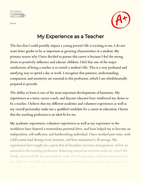 Describe your teaching experience example.  Dec 16, 2025 · A teacher ...