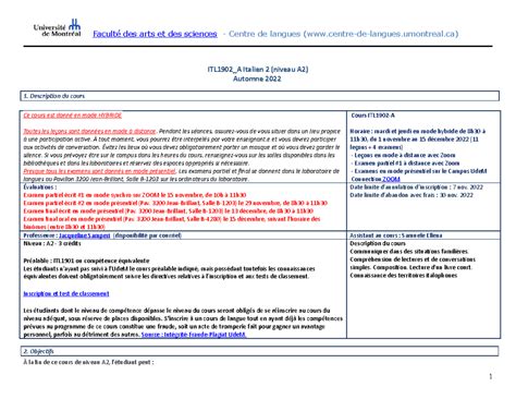 Description du cours. Ce