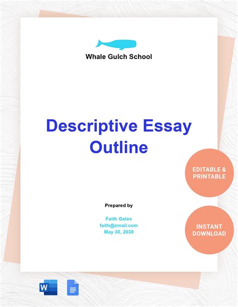 Descriptive Essay Outline Template Collection