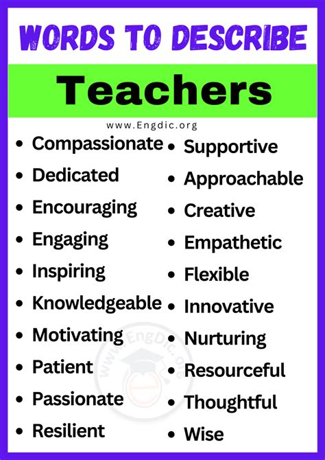 Descriptive Words To Describe A Teacher