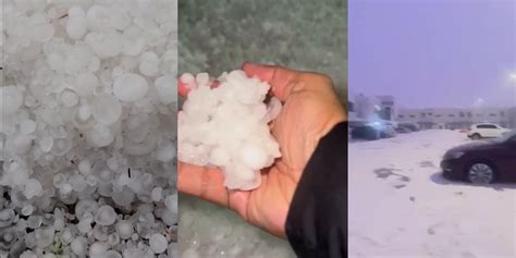 474px x 266px - Desert residents stunned by rivers of hail in rare UAE weather event Latest  Weather Clips