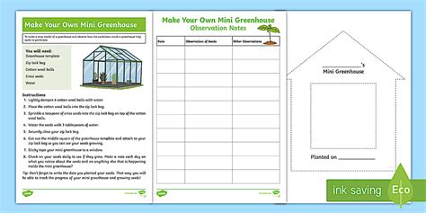 Design a Greenhouse Activity Australia YR 3 and 4 Design Technology Worksheet Ideas