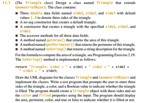 Design a class named triangle that extends geometricobject java.  Design...