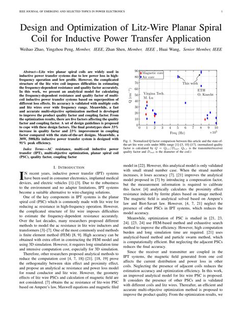 Design and Optimization of Litz-Wire Planar Spiral Coil for …