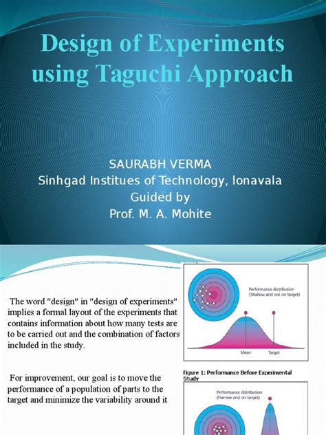Design of Experiments Taguchi Methods pdf