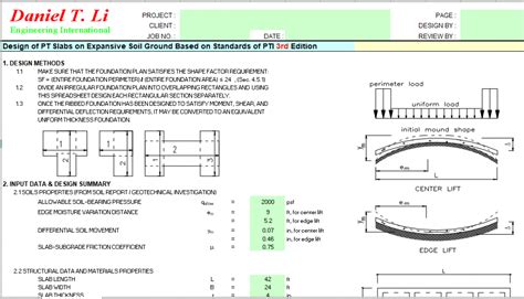 Design of PT Slabs on Expansive Soil Ground Based on Standards of PTI 3rd Edition Excel Sheets