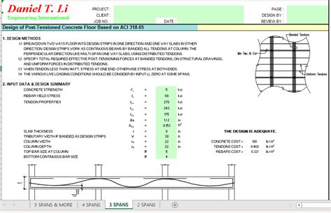 Design of PostTensioned Concrete Floor Excel Sheet Engineering Books