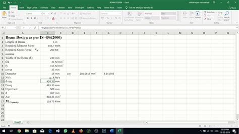 Design of RCC beam as per IS456(2000) using excel sheet YouTube