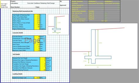 Design of Retaining Wall Excel Sheet