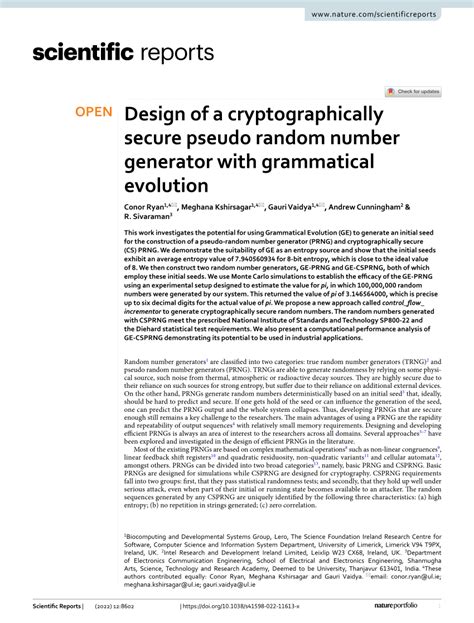 Design of a cryptographically secure pseudo random …