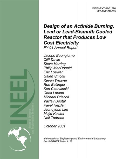 Design of an Actinide Burning, Lead or Lead-Bismuth Cooled …