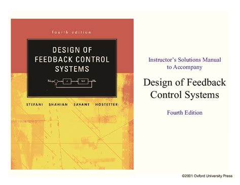 Design of feedback control systems solutions manual. - Un si beau jour pour mourir.
