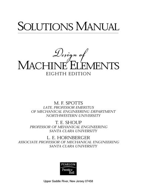 Design of machine elements spotts solution manual. - Bautabellen für architekten. mit berechnungshinweisen und beispielen..
