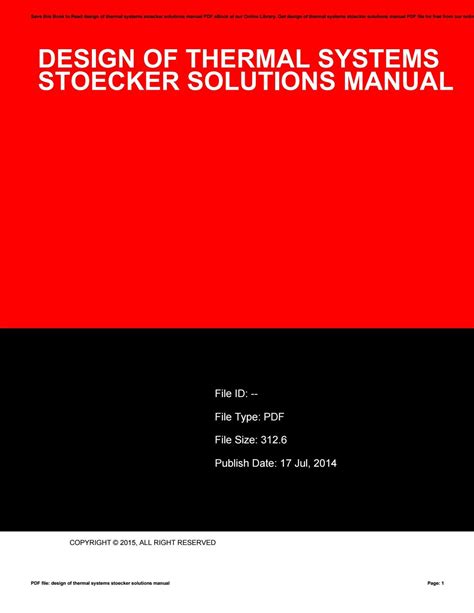 Design of thermal systems stoecker solutions manual. - Manuale di servizio di lifan 110.