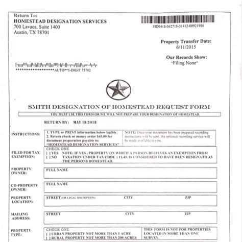 Designation Of Homestead Request Form Texas