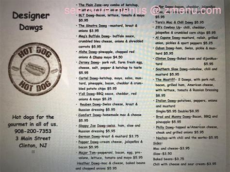 Designer dawgs menu. Grilled Cheese $5.49. The classic sandwich with melted american cheese. Restaurant menu, map for Big Dawgs Family Sports Restaurant located in 32065, Orange Park FL, 1330 Blanding Boulevard. 