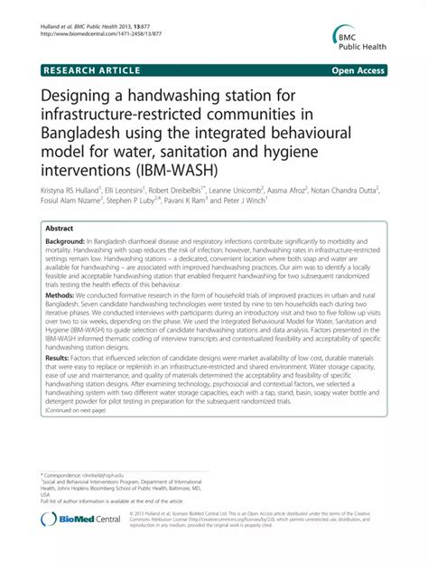 Designing a handwashing station for infrastructure