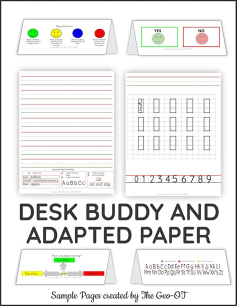 Desk Buddy Reference Strips and Adaptive Handwriting and Math Paper