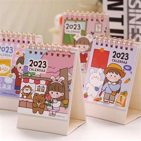 Desk Calendar Design Delicate Patterns with Cardboard Base Page Turning