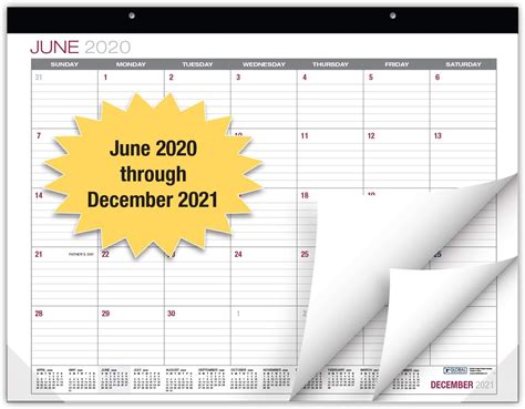 Desk Calendar with Assorted Patterns 2020 2021 Large Monthly Pages
