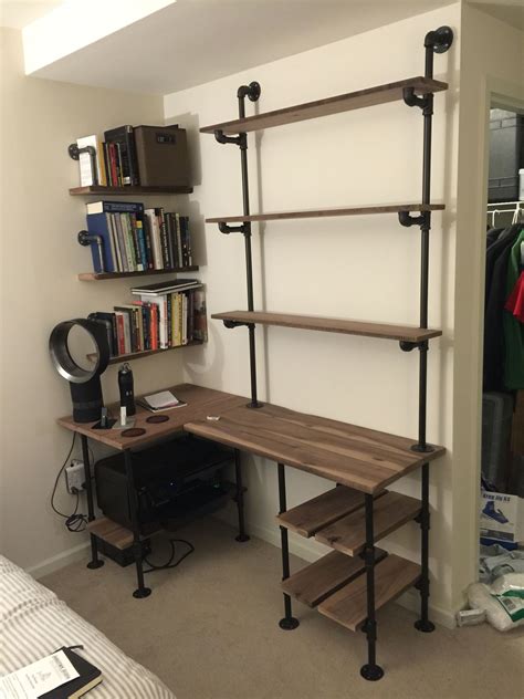 Desk With Pipe Shelves Wayfair