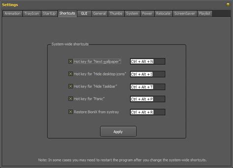 Desktop Background Switcher software. The Settings