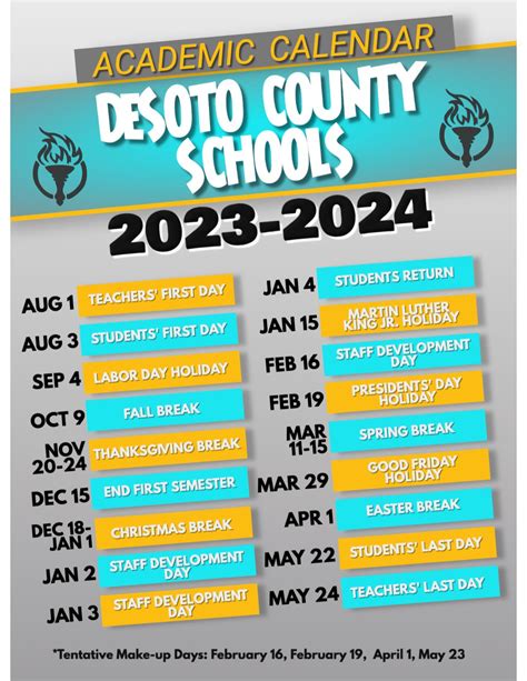 The DeSoto County Schools holiday breaks are all included in the DeSoto County Schools calendar which is determined by the Board of Education at their annual meeting once per year. The board reviews calendars from past years and considers how student learning were impacted during that period. They must also consider state laws …. 