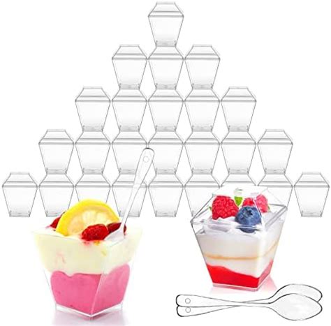 Dessert Cups 50Pcs Plastic Dessert Cups + 50Pcs Spoons Dessert …