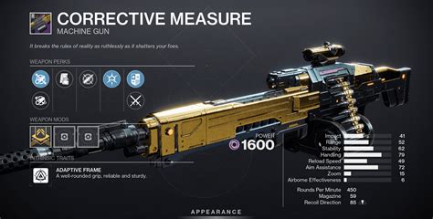 Destiny 2 Get the Corrective Measure Legendary Machine Gun
