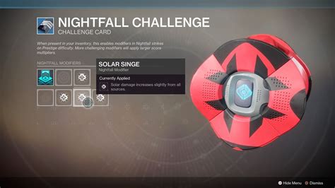 Destiny 2 Nightfall scoring Nightfall Emblem rewards and Challenge Card modifiers explained 