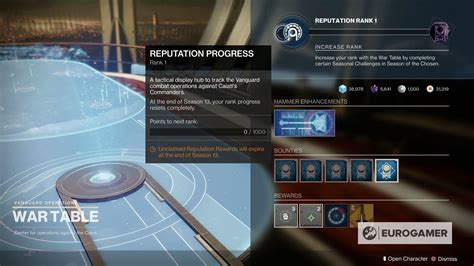 Destiny 2 War Table reputation sources How to upgrade your War Table rank explained 