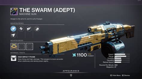 Destiny 2 adept weapons this week. Given the lineup of Adept Nightfall weapons this season, there are a few options to choose from that would be worth spending Ciphers on. Starting with the Kinetic Slot, the Hung Jury Scout Rifle ... 