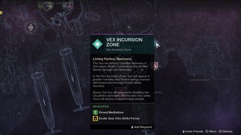 Stand sources bonded 0/2. So, the Vex Incursion Zone is a rotating "hot spot" within Neomuna. Every day, there is a new Vex Incursion Zone. To tell where it is for our quest, open up your map and look for the blue quest icon. If you hover over it, it should say Maelstrom. Whatever area this icon is beside is the Vex Incursion Zone.. 