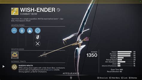 Sep 25, 2018 · The Complete Guide for how to get the new Wish Ender Exotic Bow in Destiny 2 Forsaken!→ COMPLETE LAST WISH RAID GUIDE: https://www.youtube.com/watch?v=gmzdr8... . 