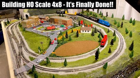 Detailed 4×8 HO Model Train Layout