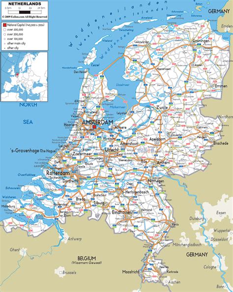 Detailed Clear Large Road Map Of Netherlands And Ezilon Maps