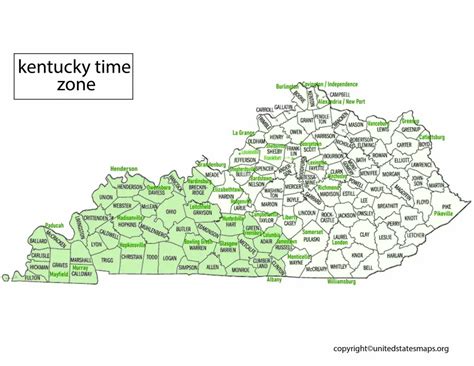 Detailed Kentucky Time Zone Map