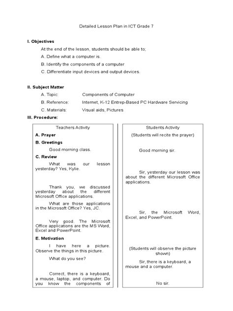 Detailed Lesson Plan in ICT Grade 1 PDF - Scribd