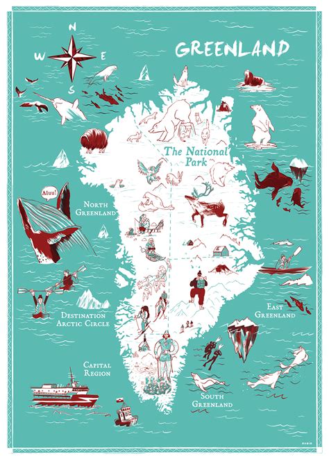 Detailed Road Map of Greenland