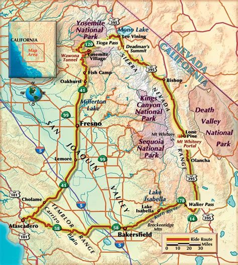 Detailed Road Map of Sierra Nevada Mountains - maphill.com