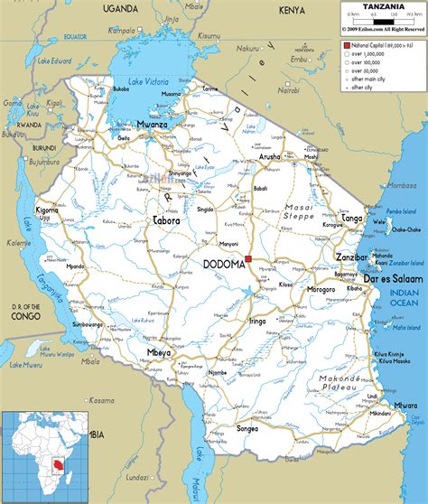 Detailed Road Map of Tanzania - Maphill