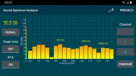 Detect high frequency sound app.  Spectroid is a real-time audio spectrum analyzer with reasonab...