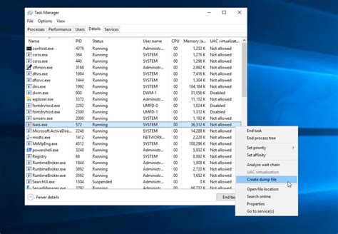 Detect lsass dump.  LSASS process memory dump using the Task Manager A...