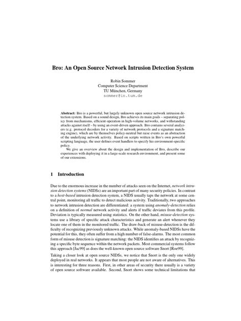 Detection Bro Intrusion Network System Source An Open