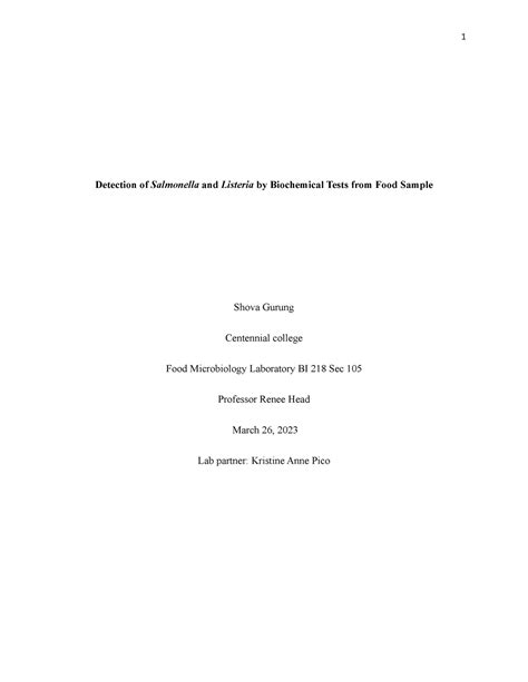 Detection of salmonella and listeria by biochemicals procedure