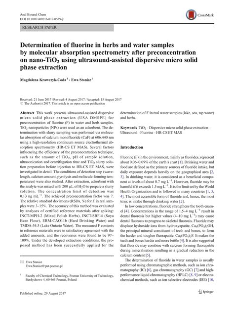 Determination of fluorine in herbs and water samples by