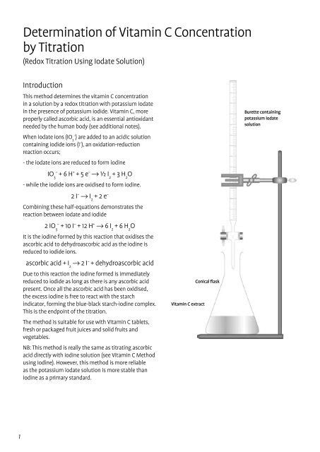 Determination of vitamin c concentration by titration calculations.  a fixed p...
