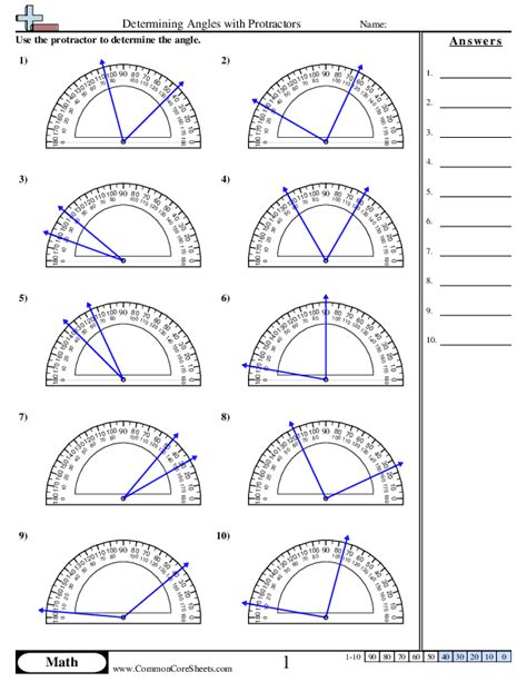 Determining Angles with Protractors Worksheet Download