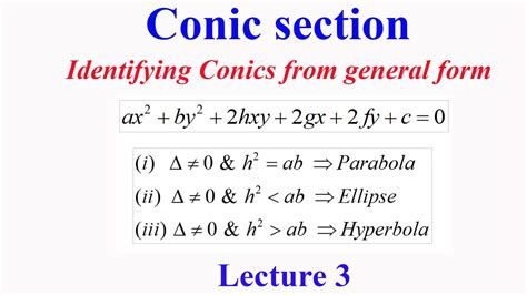 Determining What Type of Conic Section from General Form YouTube